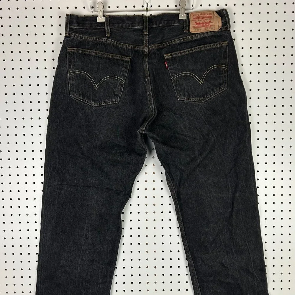 Levi's 501XX Black Denim Jeans 38x32 Cotton Straight‎ Fit Button Fly Riveted Y2K